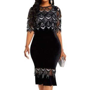 NWT Stunning Beads 20s Trumpet Skirt Evening Dress